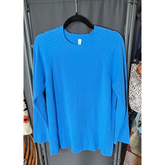 NAP Blue Ribbed Cashmere Sweater Women’s Size Large PTP 20” - Picture 2 of 5